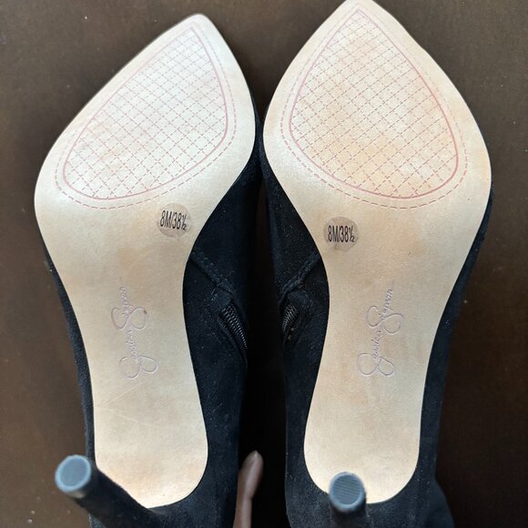 NWOB Jessica Simpson Ladee Black Faux Suede Scrunch Over The Knee Boots Size 8 - Picture 3 of 4